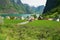 View to the small village at the bank of the Aurland fjord in Undredal, Norway.