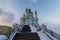 View to St Andrew`s Church in capital of Ukraine at winter. Famous touristic places in Kiev