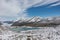 View to Stausee lake near Saas Fee in the southern Swiss Alps fr