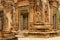 View to the stone carving at the walls of the ruins of the Preah Ko Temple in Siem Reap, Cambodia.