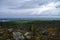 View to taiga forest and lakes from Mountain Vottovaara, Karelia, Russia