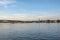 View to Theodor Heuss bridge in Mainz in sunset mood