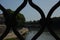 The view to Tiber, Rome through the ornaments of the bridge