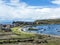 View to Titicaca lake at Isla del Sol with small village Yumani