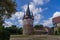 View to tower called Junker Hansen tower in the german city called Neustadt Hessen.