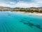 View to the turquoise sea of the holiday suburb Varkiza Beach at the south coast of Athens