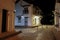 View to typical colonial buildings at night in light of lanterns, Santa Cruz de Mompox, Colombia, World Heritage