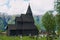 View to the Urnes stave church in Ornes, Norway. UNESCO World heritage site.