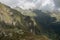 View to valley Bors from top of Cascata delle Pisse waterfall, Alagna Valsesia area
