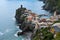 View to Vernazza,  one of the five picturesque villages of Cinque Terre on the coast of the Ligurian Sea