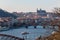 View to Vltava river and Palacky bridge in Prague