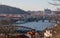 View to Vltava river and Palacky bridge in Prague