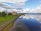 View to Volga river and Old Grain Exchange building now State Museum. Rybinsk. Yaroslavl region, Russia.