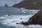 View to waves and cliff near Roque de Las Bodegas beach in the area of Taganana, Tenerife Island,  Spain