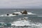 View to waves and Los Galiones cliff near Roque de Las Bodegas beach in the area of Taganana, Tenerife Island,  Spain