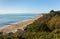 View to the west Bournemouth beach and coast Dorset England UK
