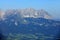 View to Wilder Kaiser and Kaiser Mountains in Tyrol. Austria