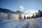 View to a winter landscape with mountain range of Gasteinertal valley near Bad Gastein, Pongau Alps - Salzburg Austria
