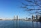 View of the Tokyo Bay with many modern buildings