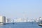 View of Tokyo bay and Sumida river, bridge and buildings