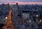 The view from the Tokyo Tower to the skyscrapers center of Minato city at the twilight. Tokyo. Japan