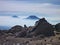 View of tolhuaca and lonquimay volcano peaks from sierra nevada in chile