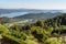 View of Tombolo della Feniglia in lagoon Orbetello and peninsula Argentario. Italy