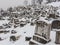 View Tombstones at the old Jewish Cemetery which lies on the slopes of Trebevic mountain in Sarajevo capital of Bosnia Herzegovina