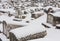 View Tombstones at the old Jewish Cemetery which lies on the slopes of Trebevic mountain in Sarajevo capital of Bosnia Herzegovina