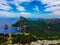 View from the top of Cliffside near the coast in Mallorca, Spain.