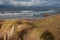 View from a top of a dune on Strandhill beach, county Sligo, Ireland. Atlantic ocean,