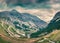 View from the top of famous Italian Stelvio High Alpine Road