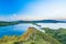 View from top of Gili Lawa before sunrise in the morning