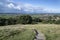 View from top of Glastonbury Tor overlooking Glastonbury town in