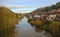 View from top of the Ironbridge to the british village in the morning, United Kingdom