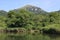 A view of the top of Mount Beshtau from its slope near small unnamed pond in Pyatigorsk, Russia