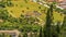 A view from the top of the Mount Ingino over the city of Gubbio, Italy towards the Roman Ampitheater