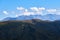 View from the top of Mount Oshten to the ridges of the Caucasus Mountains in autumn