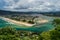 View from the top of Mount Paku with blue sky above, Tairua, Coromandel Peninsula, North Island, New Zealand