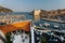 View from the top of Mount Srdj on Revelin Fortress, City Harbor and Fort St. John in the fortress in Dubrovnik, Croatia