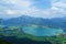 View from the top of the mountain called Bleckwand overlooking Wolfgangsee in Austria, Europe