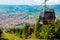 View from the top of the mountain on the city of Sarajevo and funiculars rising up to the highest point of the city