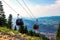 View from the top of the mountain on the city of Sarajevo and funiculars rising up to the highest point of the city