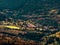 View from the top of the mountain to the autumn Vosges mountains in Alsace. Autumn colors and amazing space and freedom around