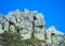 View of the top rocks of the Åabski Szczyt mountain peak located in the Giant Mountains