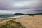 View from top of the sand dune at One Mile Beach, Forster NSW Australia