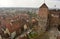 View from the top of Sinwell Tower over courtyard of Kaiserburg castle in Nuremberg