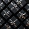 view Top view of exclusive gift boxes silver ribbons, black background