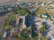 View from the top of the village. Houses and gardens. Countryside, rustic landscape. Aerial photography