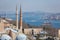 View of the Topkapi Palace entrance and Fountain Sultan Ahmed III through the Hagia Sophia Mosque with a magnificent view of the